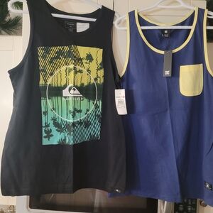 Quiksilver Black and Blue Kids Tank Tops with Yellow Accents